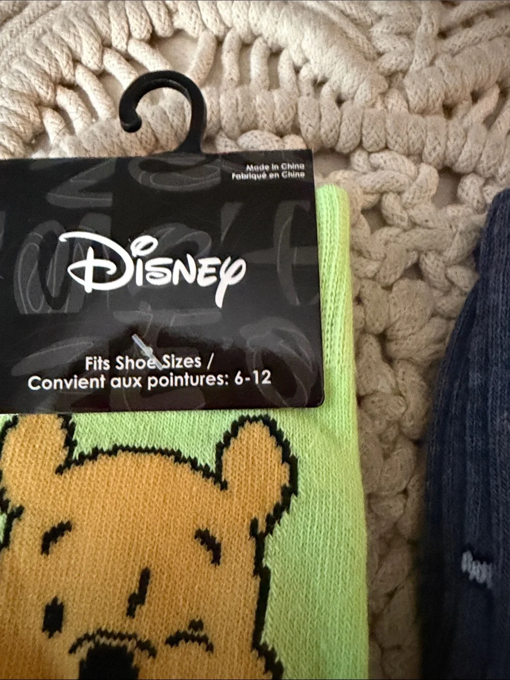 Disney Lime Green Winnie the Pooh & Heather Navy Mickey Mouse Crew Socks